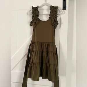 Karina Grimaldi Army Green Ruffle Sleeve Rania Mini Dress